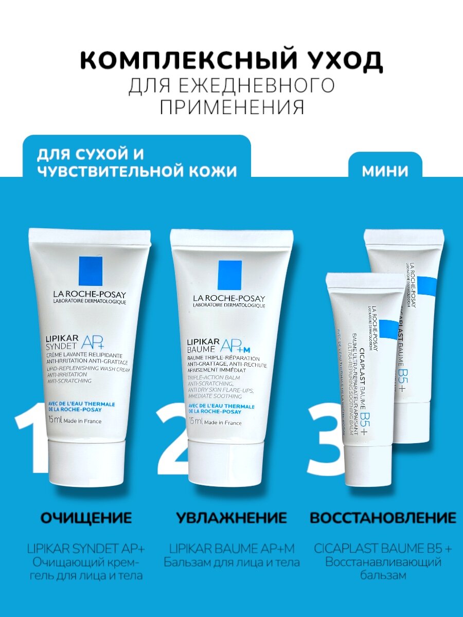 Набор миниатюр La Roche-Posay, комплексный подход для сухой кожи лица и тела