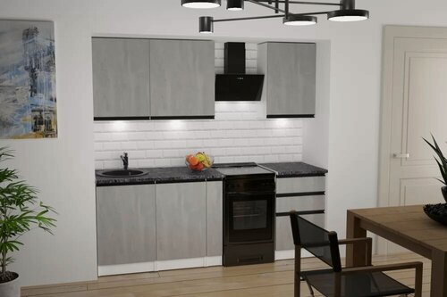 Изображение товара Кухонный гарнитур Герда Сюита стандарт 1600 мм, каркас ЛДСП, фасад ЛДСП, Белый/Бетон светлый