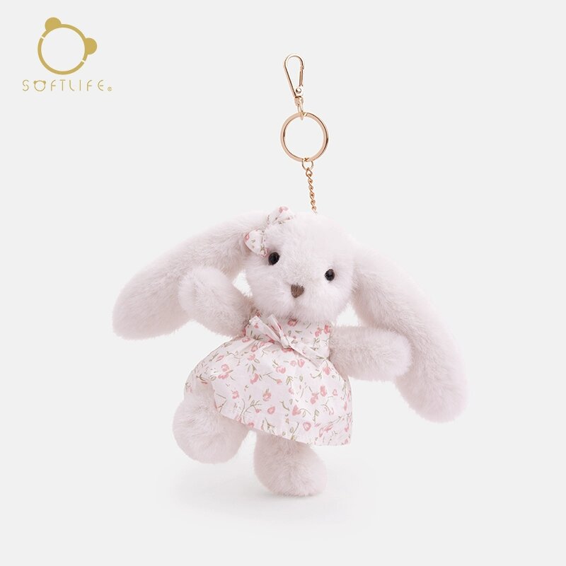 Мягкая игрушка-брелок Softlife Кролик, стиль Spring Bloom, 15 см, очаровательный аксессуар для сумок, подарок