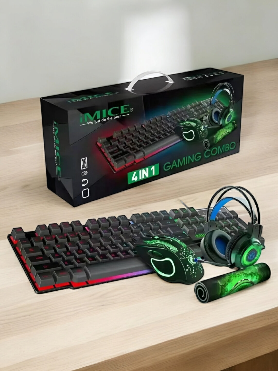 Игровой набор iMice GK-450 (клавиатура + мышь + гарнитура + коврик), 4-в-1