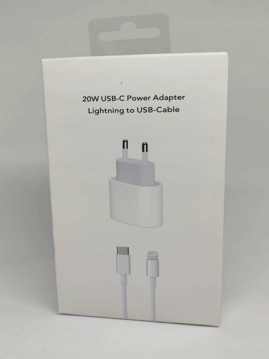 Быстрое зарядное устройство 20W USB-C с кабелем Lightning для iPhone, белый. — фото 1