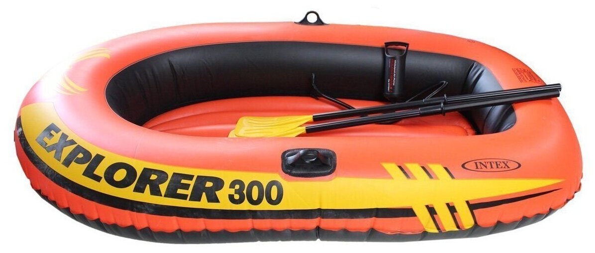 Надувная лодка INTEX EXPLORER 300 с набором, 58332, коричнево-красный