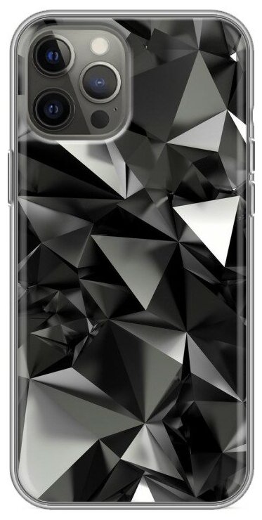 Дизайнерский силиконовый чехол для Айфон 12 Про Макс / Iphone 12 Pro Max Черные кристаллы
