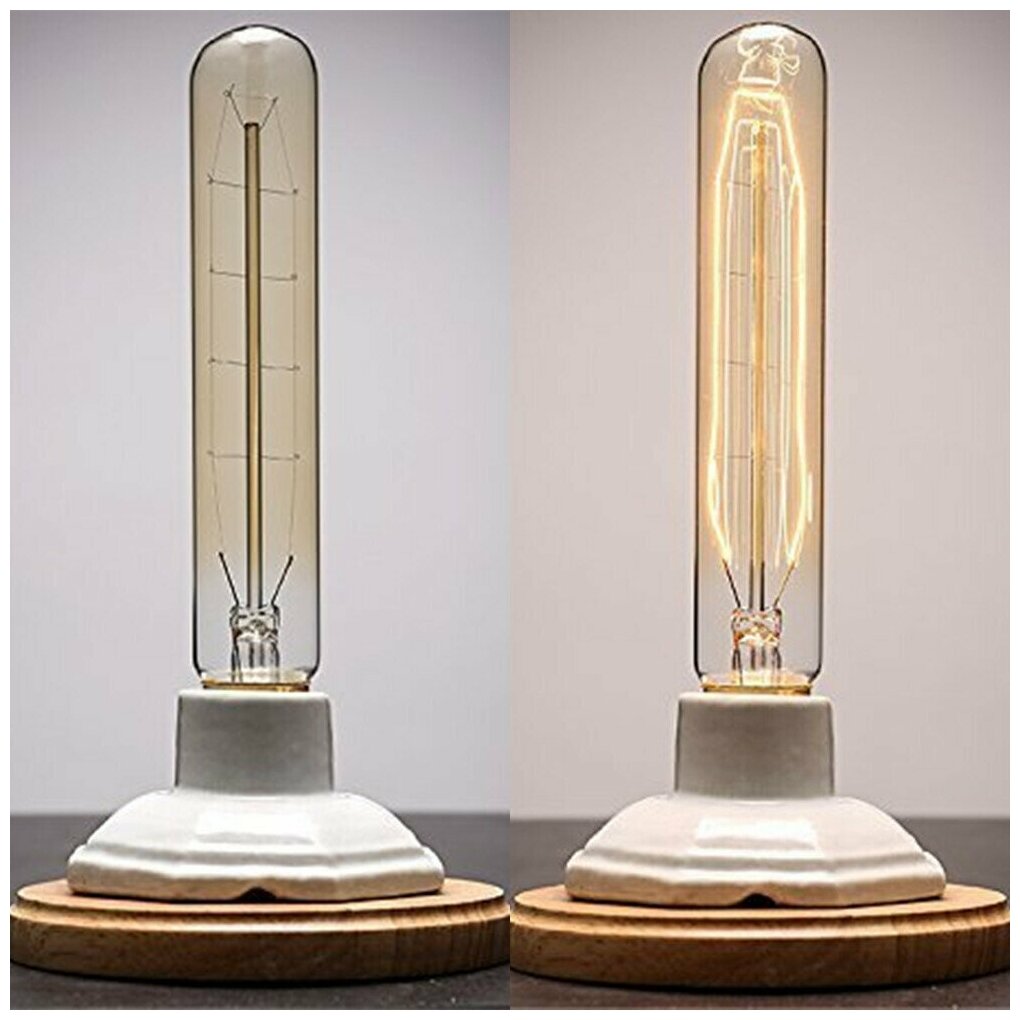 Лампа Эдисона Ретроник T185 трубчатая 220V E27 40W Leaf янтарное стекло (лампа накаливания) T940-Ret-27