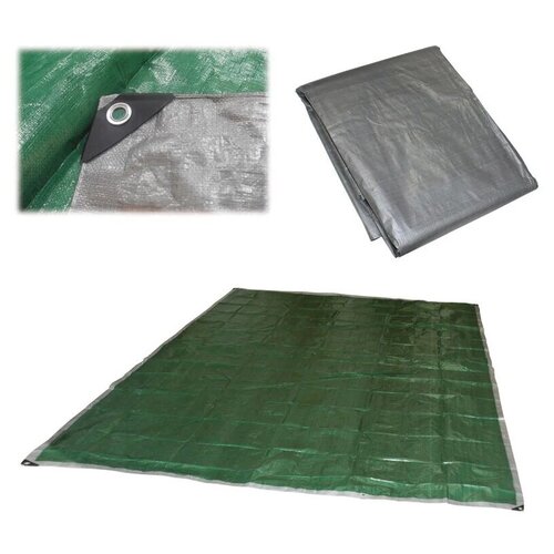 Тент ECOS хозяйственный универсальный T серебристый/зеленый 100 г/м2 5х4 м 20 м2 тент 3х3м полиэтилен зеленый