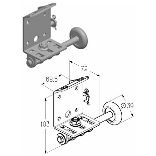 ALUTECH Кронштейн роликовый нижний левый, RBT-110L, 401232400