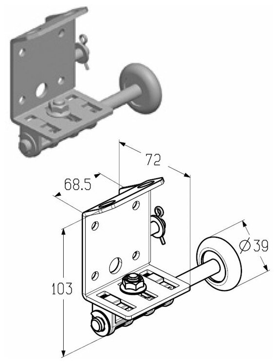 ALUTECH Кронштейн роликовый нижний левый, RBT-110L, 401232400