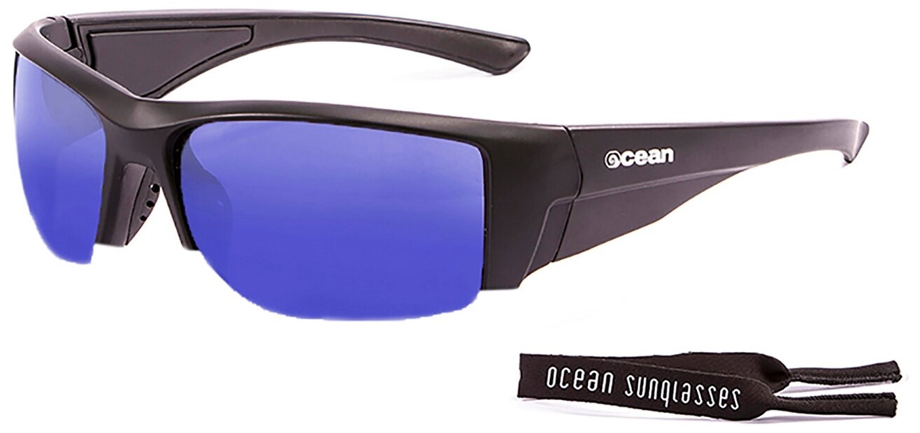 Спортивные очки OCEAN Guadalupe матовые черные / зеркально-синие линзы