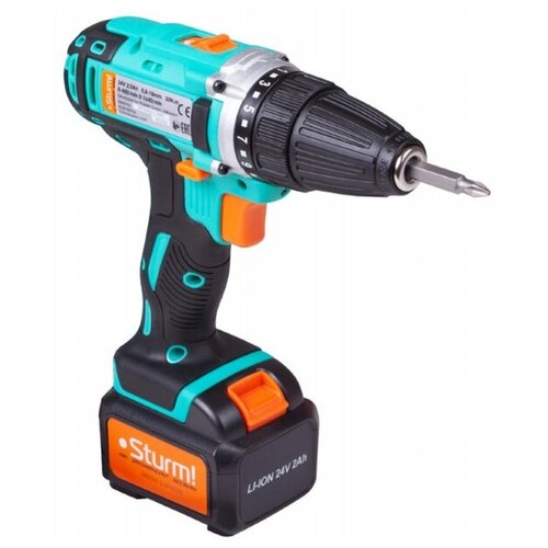 Дрель аккум Sturm CD3224L 24В Li-Ion 2 скор 2 акк 20 Ач Быстрзаряд Подсв кейс 1742400₽