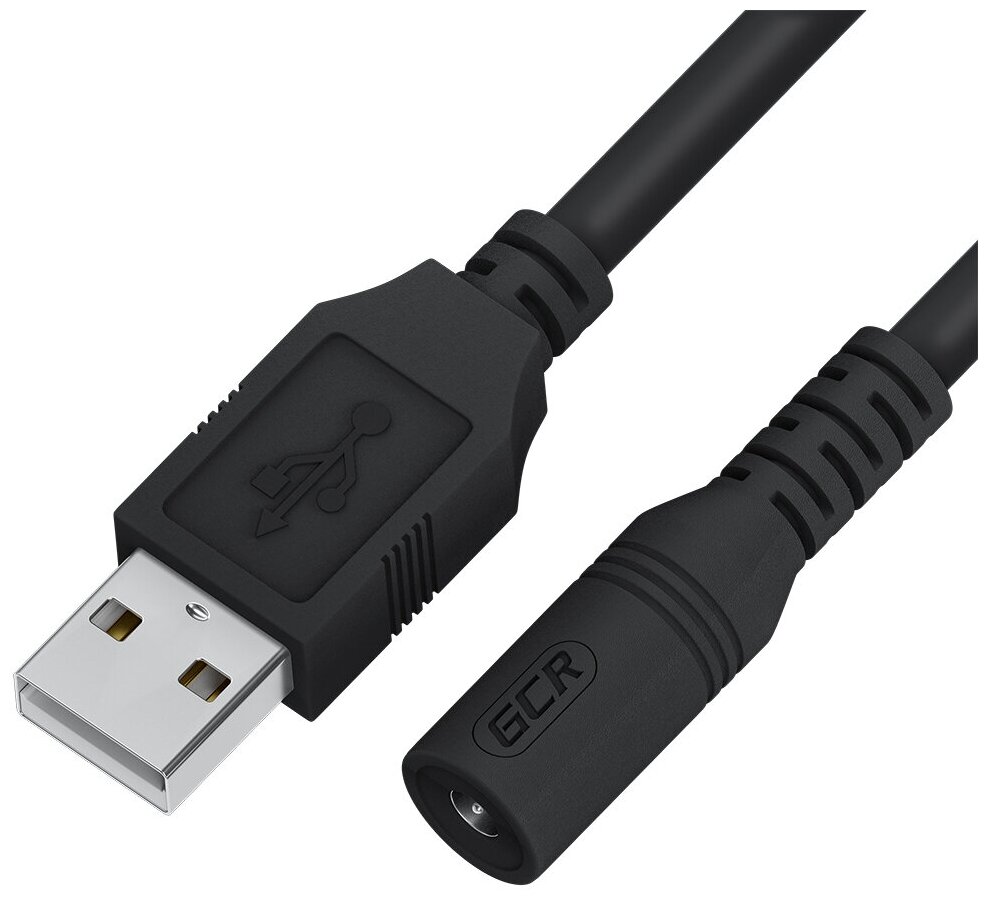 GCR Переходник кабеля питания 1.0m USB AM / DC Jack 3.5mm, M/F