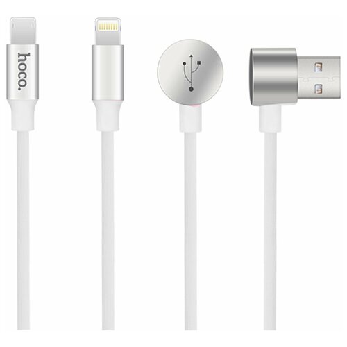 Кабель USB 2в1 MicroUSB-Lightning 8Pin HOCO U18 белый partner магнитный кабель usb 2 0 apple iphone ipod ipad с разъемом 8pin 1м нейлон
