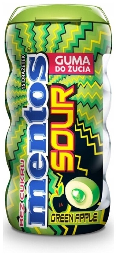 Жевательные конфеты Mentos Sour Gum Greenapple / Ментос Соур Зеленое яблоко 30 г. (США) - фотография № 2