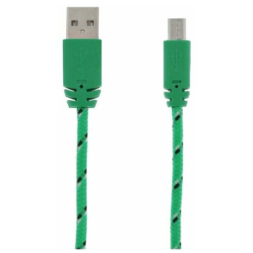 Кабель LuazON, microUSB - USB, 1 А, 0,9 м, оплётка нейлон, зелёный data кабели luazon home кабель luazon microusb usb 1 а 0 9 м оплётка нейлон зелёный