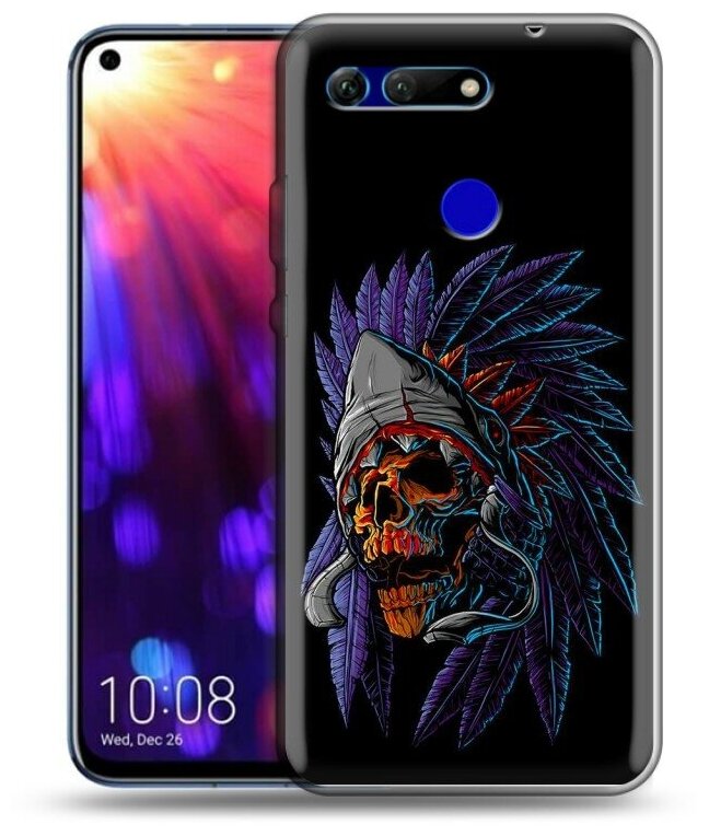 Дизайнерский силиконовый чехол для Хонор Вью 20 / Huawei Honor View 20 Череп индейца