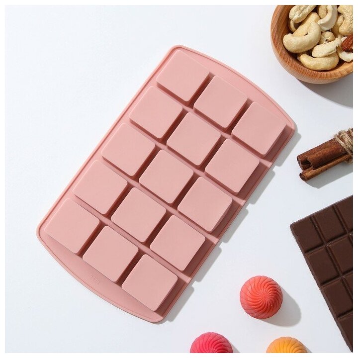 Форма для шоколада, льда и мармелада «Кьюб», 15 ячеек, 20×11,5×1,5 см. - фотография № 1