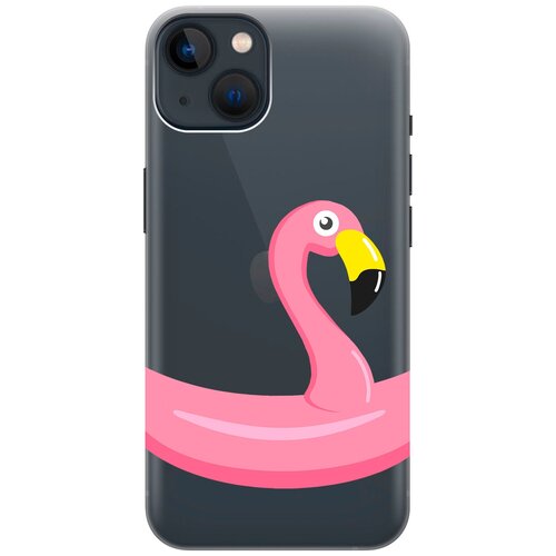 Силиконовый чехол на Apple iPhone 14 / Эпл Айфон 14 с рисунком Flamingo Swim Ring