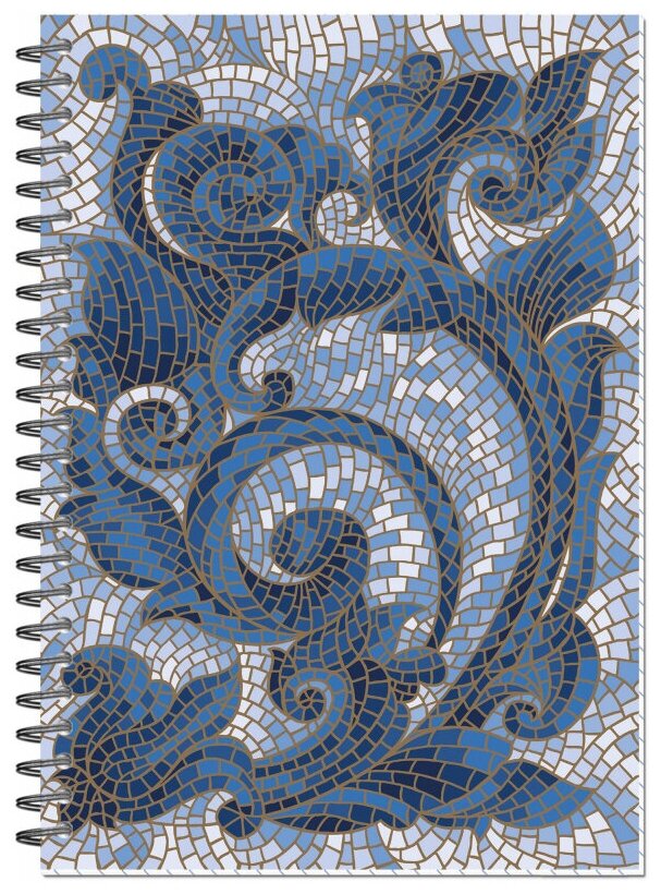 фото Бизнес-тетрадь А5,80л, обл. карт, спир, клетка, обл. УФ лак Мозаика синяя