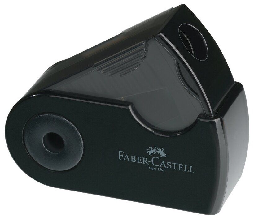 Точилка пластиковая Faber-Castell "Sleeve Mini", 1 отверстие, контейнер, черная — купить в интернет-магазине по низкой цене на Яндекс Маркете
