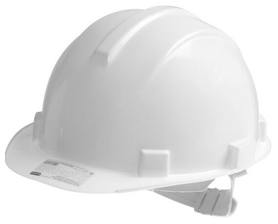 Каска защитная тундра для строительно-монтажных работ с пластиковым оголовьем белая