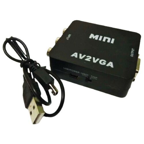 конвертер переходник mini с vga на av 1080p Переходник AV2-VGA Mini 1080p (конвертер) черный