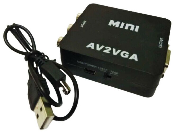 Переходник AV2-VGA Mini 1080p (конвертер) черный