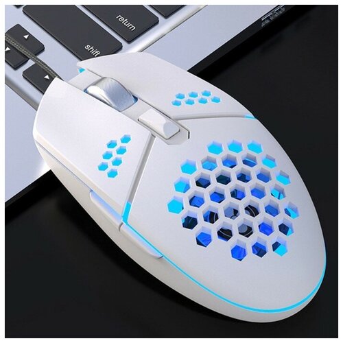 Мышь G25 MB-13 игровая оптическая с вентилятором 2400 dpi подсветка 15 м USB белая 1265000₽