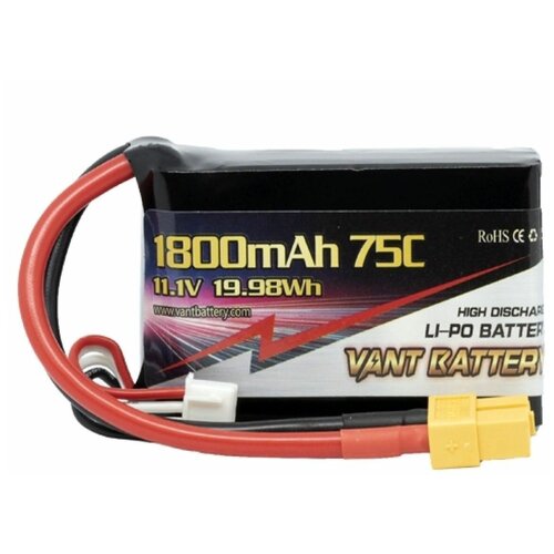 VANT Battery Аккумулятор VANT Battery LiPo 11.1V 3S 75C 1800mAh (разъем XT60) - VTB-1800-75C-3S