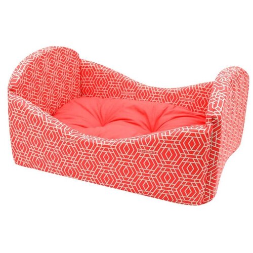 Лежанка (Зооэкспресс) Кроватка Геометрия бязь № 2 56*41*25 см коралловая