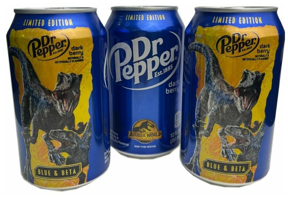 Doctor Pepper Dark Berry Jurassic World - CША - 0.355 л. - Dr.Pepper - 3 шт. - фотография № 1