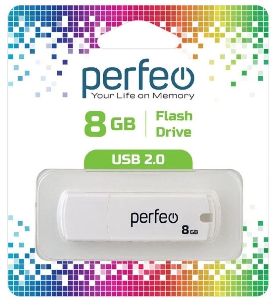 USB Флеш-накопитель USB накопитель Perfeo 8GB C05 White