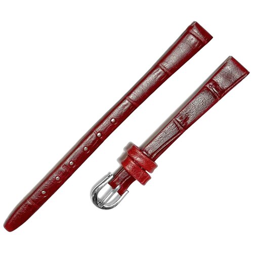 фото Ремешок 0803-01-6-2 п kroko kagawa бордовый кожаный ремень 8 мм для часов наручных из натуральной кожи матовый крокодил женский ardi