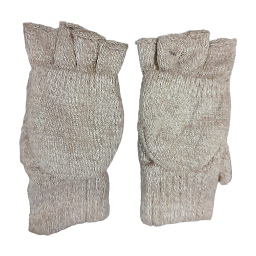 фото Вязанные перчатки-варежки с откидным верхом, антискользящие авроранева