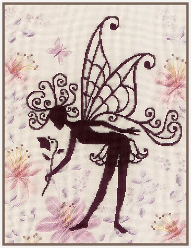 Изображение товара PN-0188915 Набор для вышивки счетным крестом Цветочная фея силует,23х29см, ткань 18, Lanarte