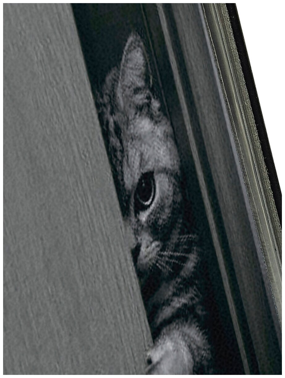 Чехол-книжка на Apple iPhone XR / Эпл Айфон Икс Эр с рисунком "Подглядывающий котик" черный