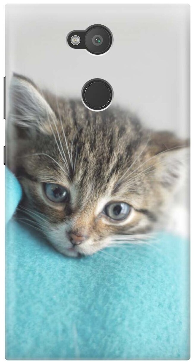 Силиконовый чехол на Sony Xperia L2, Сони Иксперия Л2 с принтом "Котенок на пледе"