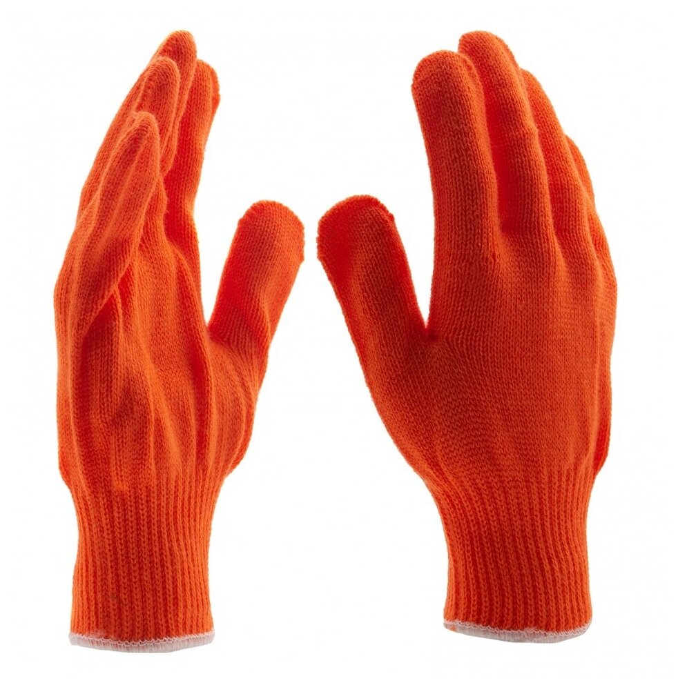 Перчатки трикотажные, акрил, оранжевый, оверлок Россия Сибртех