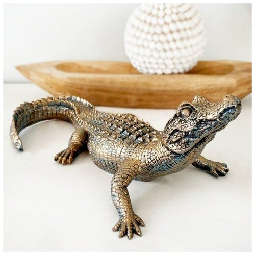 Статуэтка крокодила для декора спальни, гостиной, кабинета, офиса ( цвет Бирюза)