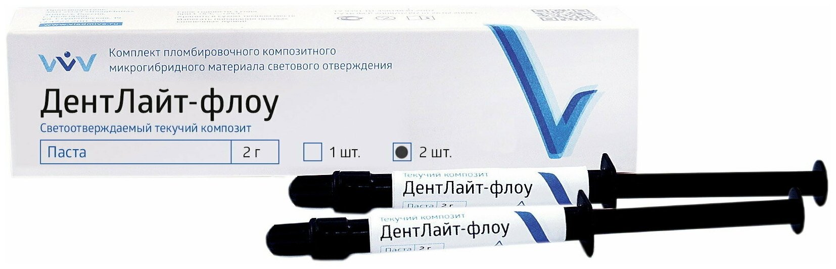 Текучий светоотверждаемый композит ДентЛайт флоу паста-шприц оттенок В2 2 гр. х 2 шт.