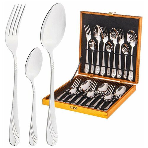 Набор столовых приборов на 6 персон в деревянном кейсе Agness (942-017)