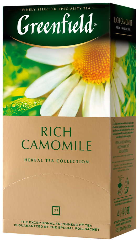 Greenfield чайный напиток на основе ромашки со вкусом и ароматом яблока с корицей Rich Camomile 2г*25п - фотография № 10