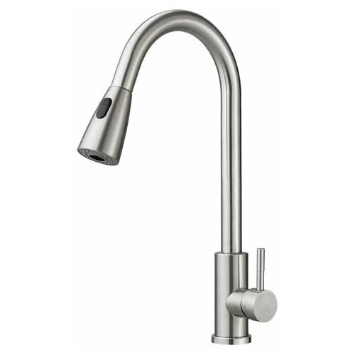 Кран смеситель высокий с выдвижной лейкой для кухни, мойки, раковины