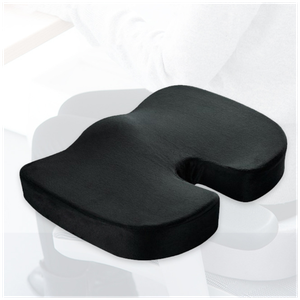 Фото Подушка на стул ортопедическая / анатомическая сидушка на кресло с эффектом памяти / подушка для сидения черная