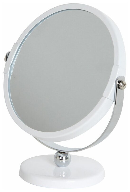 Зеркало косметическое M-3135, двухстороннее на ножке (диам.12.5см, хром. металл, стекло) (310453)