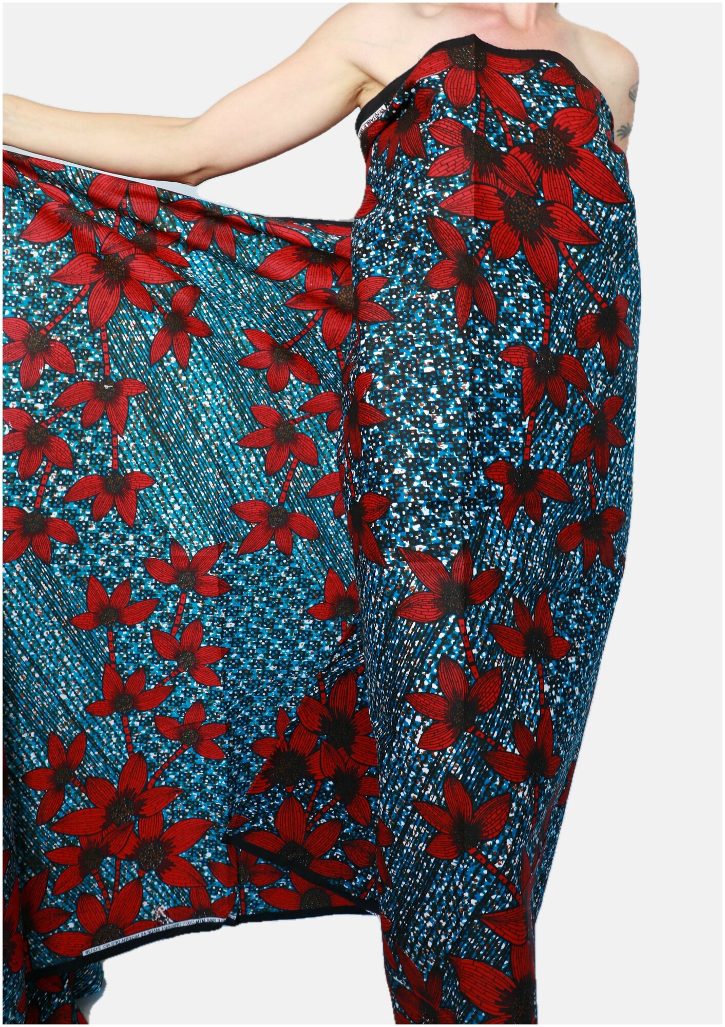 Ткань для шитья и рукоделия/ 100% африканский хлопок/ этнический принт из Танзании/ ткань для одежды, платьев, костюмов, декора/ 117х100 см.