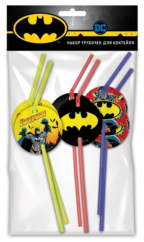 Трубочки для коктейля ND Play Batman, 6 шт, в пакете (282851)