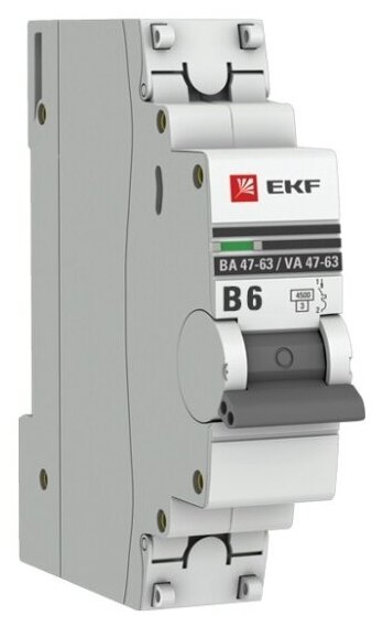 Автоматический выключатель Ekf 1п B 6А 4.5кА ВА 47-63 PROxima, mcb4763-1-06B-pro