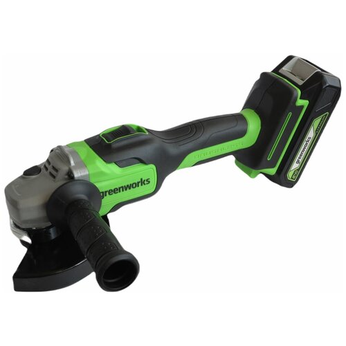 Угловая шлифовальная машина аккумуляторная Greenworks GD24AG 24V бесщеточная c 1хАКБ 2 Ач и ЗУ 999000₽