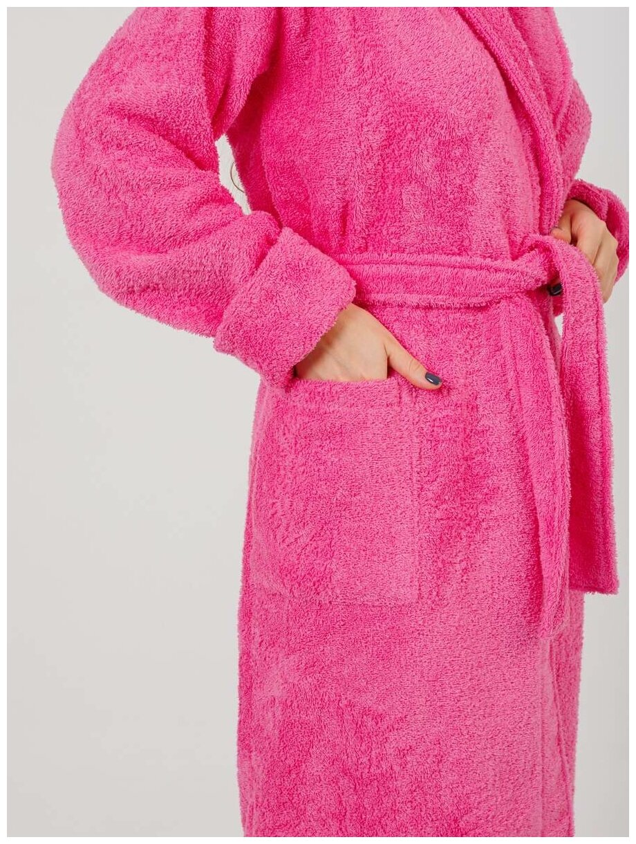 Халат махровый женский BIO-TEXTILES 44-46 розовый домашний банный для беременных в роддом больших размеров с воротником в подарок гостиничный - фотография № 6