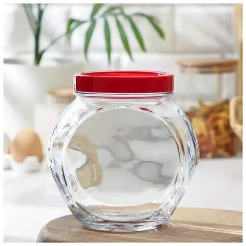 Банка с гранями/банка неваляшка/Емкость для хранения продуктов, Банка для сыпучих продуктов, Резервуар для хранения различных вещей.2л.,толстое стекло