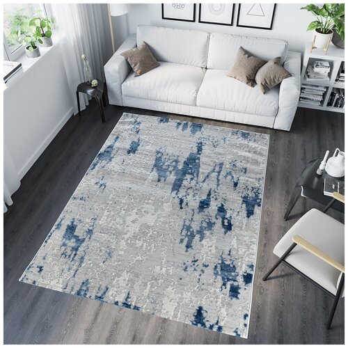Ковер на пол 160 на 230 (1.6 на 2.3) в спальню гостиную детскую на кухню в комнату серый с голубым Sofia Rugs LARA 4398A Турция